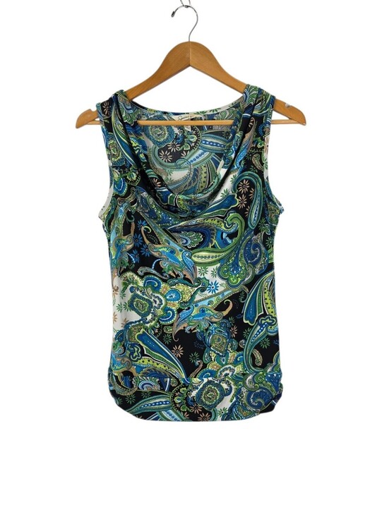 Speechless Tops - Speechless Women's Medium Multicolor Paisley Cowl‎ Neck Stretch Blouse Y2k 2000s